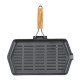 Padella grill in ghisa con manico pieghevole in legno, 35x21 cm | Padella grill in ghisa | Padella in ghisa |