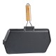Padella grill in ghisa con manico pieghevole in legno, 35x21 cm | Padella grill in ghisa | Padella in ghisa |
