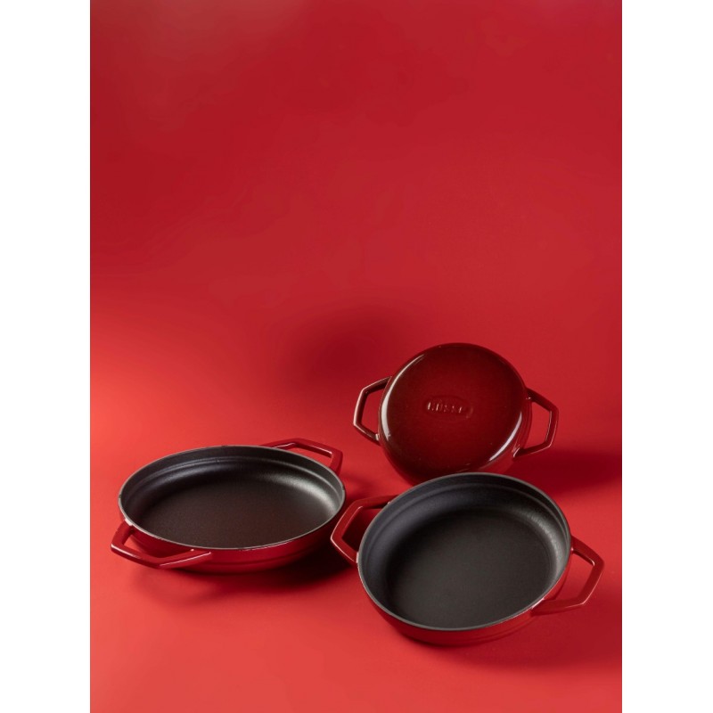 Padella in ghisa con due manici smaltata Hosse, Rubin, Ф22cm | Padella piatta in ghisa | Padella in ghisa |