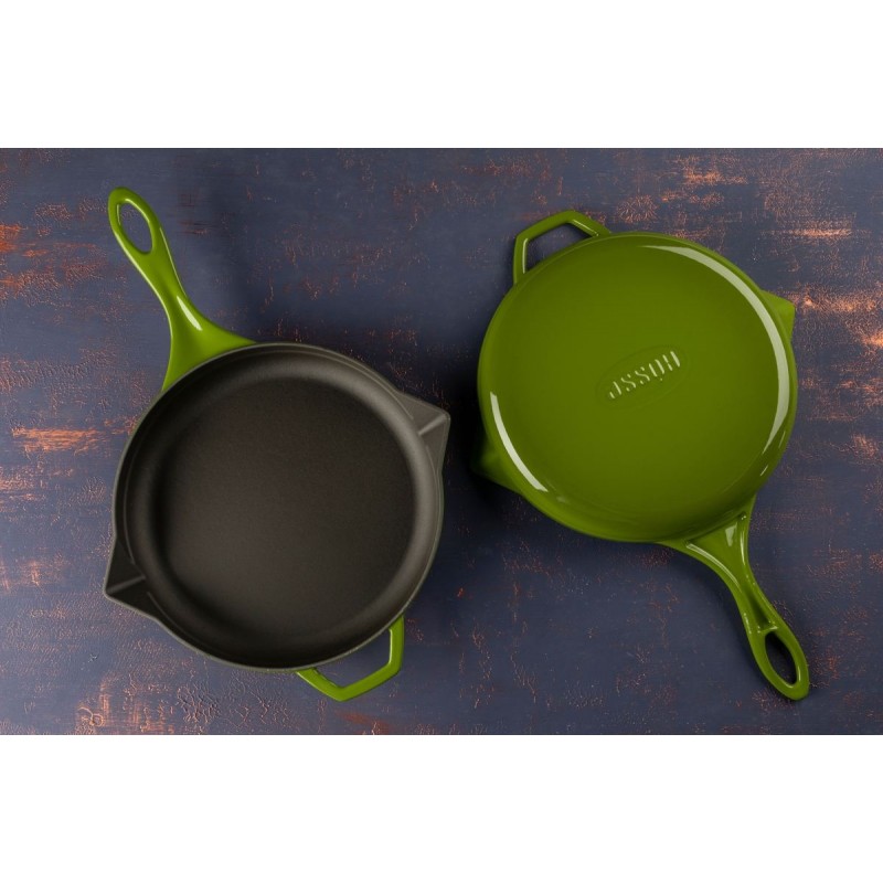 Padella in ghisa smaltata Hosse, Bamboo, Ф24cm | Padella piatta in ghisa | Padella in ghisa |